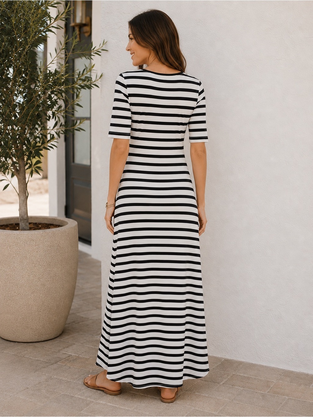 J.Crew High-Low Icon Navy Stripe Maxi Dress Size Small - Picture 2 of 6